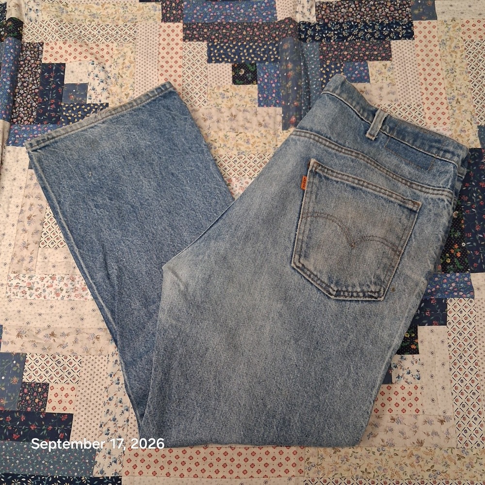 80s Vintage Levis 517 Orange Tab Jeans Mens 36x30 Bootcut Faded Denim USA 1981